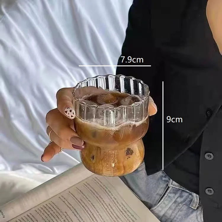 DecorBites™ Clear Glass Coffee Cups Set of 6 - Heat-Resistant Vertical Design for Various Drinks