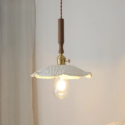 DecorBites™ Ceramic Walnut Wood Pendant Light Fixture - Adjustable LED Lamparas for Study Aisle