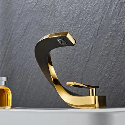 DecorBites™ Black & Gold Basin Faucet: Brushed Gold/Nickel/Chrome Mixer Tap, Hot & Cold Water