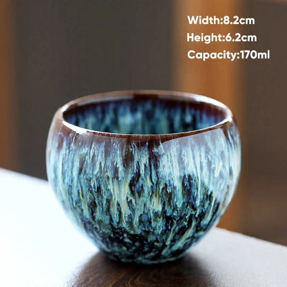 Taza de café de cerámica DecorBites™ de 170 ml, estilo Kung Fu, con diseño de huevo.