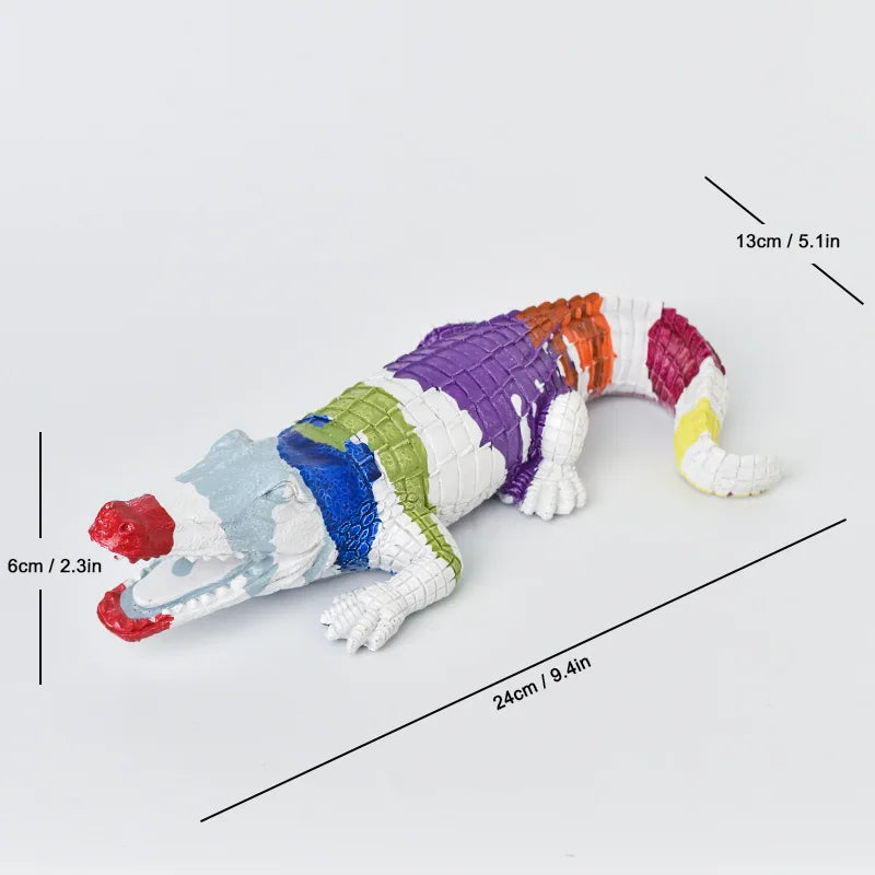 Decoración de escritorio DecorBites™ Escultura de cocodrilo de resina: Adornos creativos para una decoración estética del hogar.