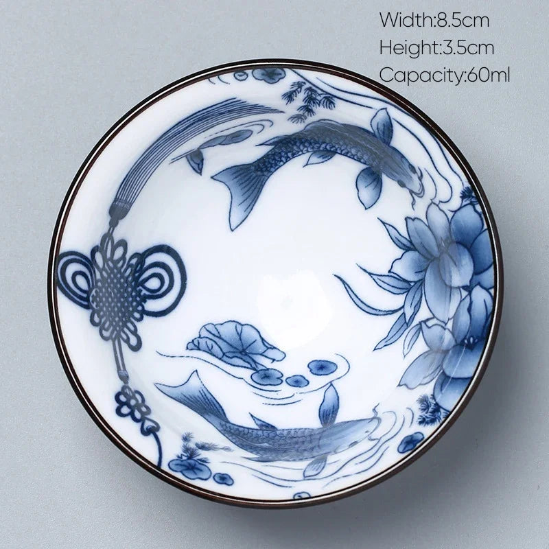 DecorBites™ Ceramic Kung Fu Tea Cup, Japanese Style Porcelain Espresso Coffee Cup