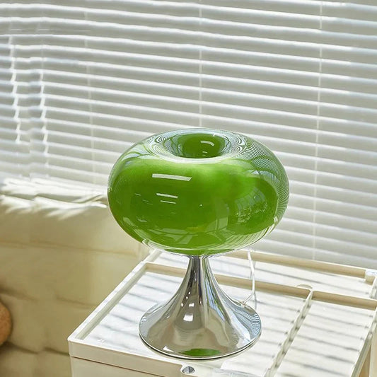 Lámpara de mesa DecorBites™ de cristal color crema, estilo vintage, ideal para dormitorio, sala de estar o como luz de noche.