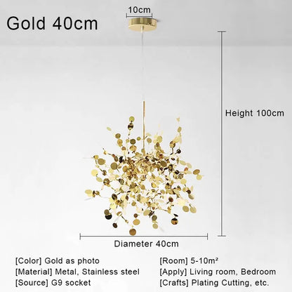 DecorBites™ Gold LED Ceiling Pendant Light Fixture for Home Decoration and Modern Living