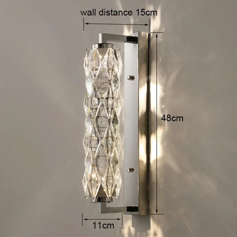 DecorBites™ Crystal Wall Lamp: Modern Luxury for Bedroom, Living Room, and Staircase