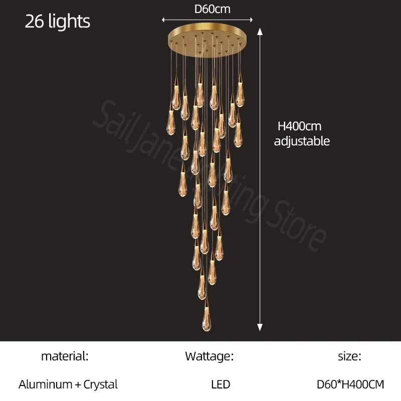 Gold Modern Crystal Chandelier 26-Light Dining