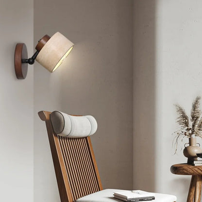 DecorBites™ Iron Rotate LED Wall Light Sconce Yellow Travertine: Modern Nordic Bedroom Lamp