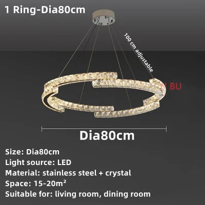 DecorBites™ Crystal Ceiling Chandelier, Stainless Steel Mirror Led Indoor Lighting