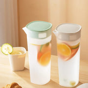 Frosted Glass Water Bottle Green Set 4 Cups