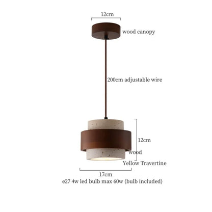 Decorbites™ Japanisches Vintage-LED-Pendant-Licht, Gelber Travertin Wabi-Sabi Hängelampe