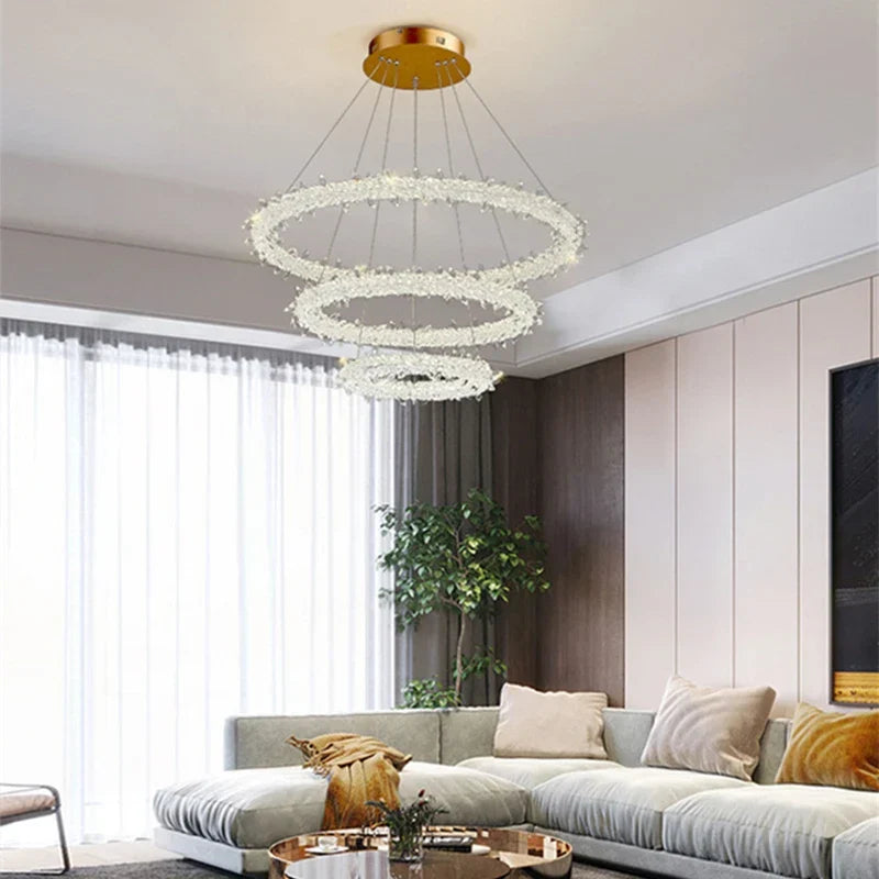 DecorBites™ K9 Crystal Round Chandelier: Modern LED Pendant Lamp for Home, Living Room, Bedroom, Lobby