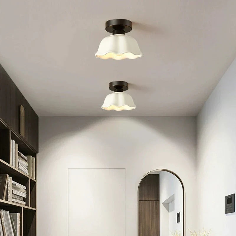 DecorBites™ Ceramic Glass Chandelier: Modern LED Ceiling Light for Living Room Aisle