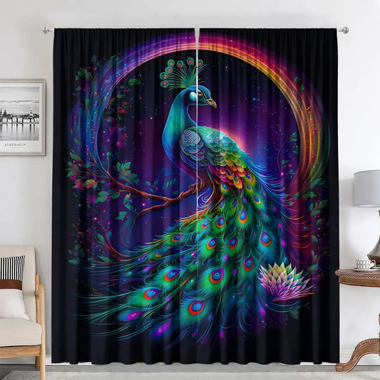 Decobites Good Luck Peacock Home Decoration Curtains for Happy New Year