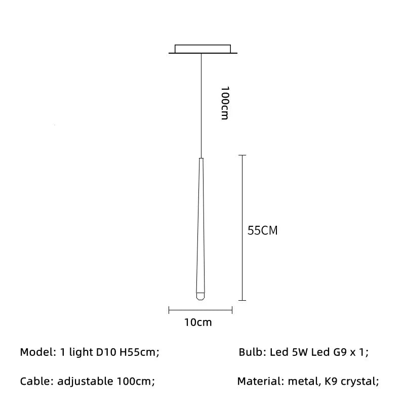 Lámpara colgante LED de cristal DecorBites™ para escaleras de villas retro