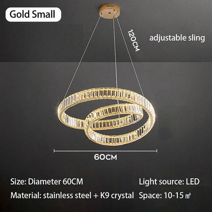 DecorBites™ Crystal Chandelier LED Light Fixture - Modern Luxury Hanging Lamp