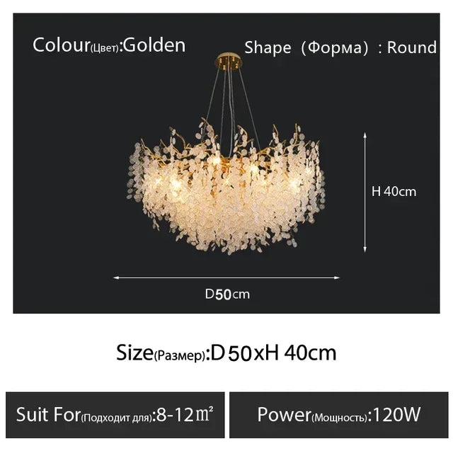 DecorBites™ Gold Chandelier Glass Pendant Lamp for Home Decor - Modern Luxury Lighting