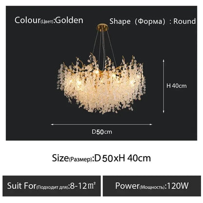 DecorBites™ Gold Chandelier Glass Pendant Lamp for Home Decor - Modern Luxury Lighting
