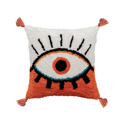 DecorBites™ Boho Big Eye Tufted Cushion Covers with Tassels for Bedroom Living Room