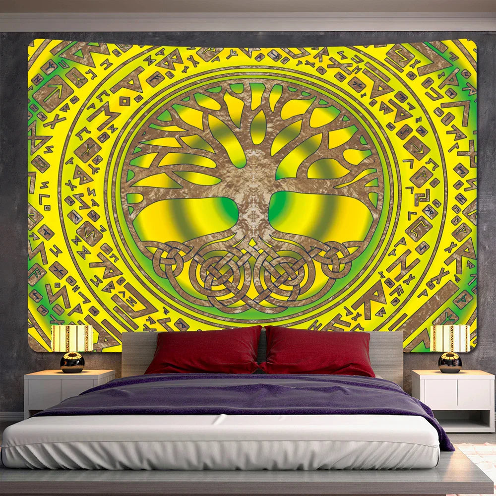 Decobites Viking Crow Symbol Tapestry: Psychedelic Home Decor for Hippie Room