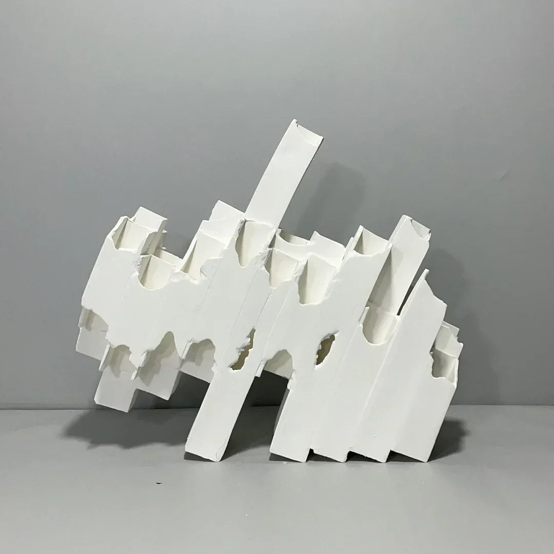 DecorBites™ Escultura geométrica de cerámica para arreglos florales, tubo cuadrado, decoración irregular