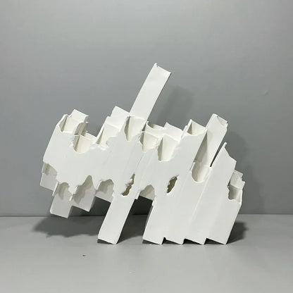 DecorBites™ Escultura geométrica de cerámica para arreglos florales, tubo cuadrado, decoración irregular