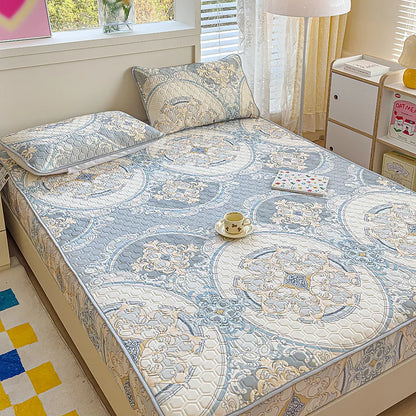 طقم ملاءات DecorBites™ المصنوعة من الحرير البارد من اللاتكس مع أكياس وسائد، حرير ثلجي صيفي، سرير فردي مزدوج