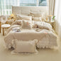 Decobites Pink Butterfly Embroidery Lace Princess Wedding Bedding Set