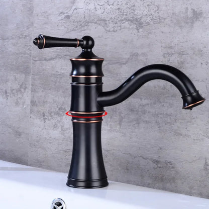 DecorBites™ Black Brass Basin Faucet High Arch Single Handle Deck Mounted Mixer