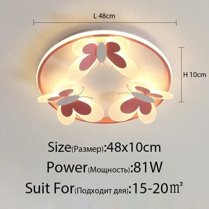 DecorBites™ Butterfly Pink Ceiling Light for Kids Room & Study, Creative Decorative Lamp