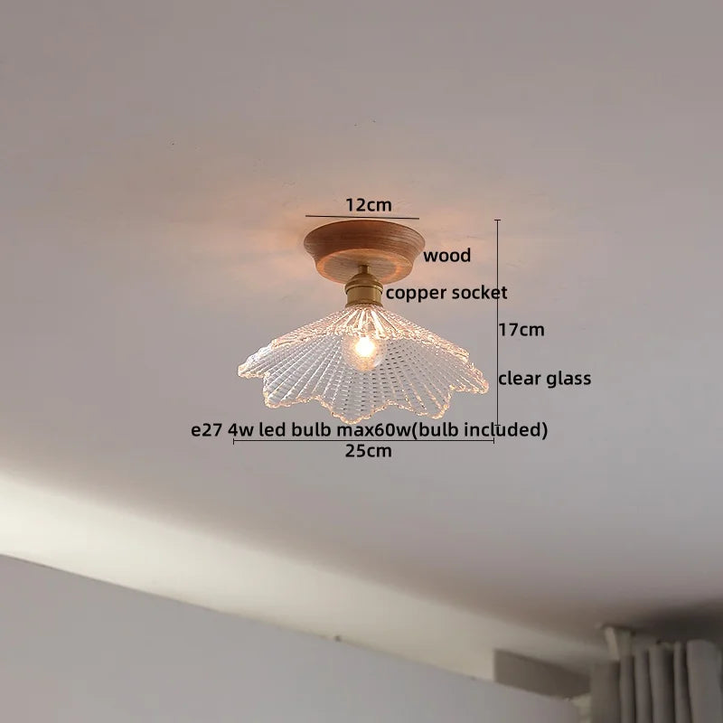 DecorBites™ Glass Wood LED Ceiling Lamp for Home Lighting and Decoration