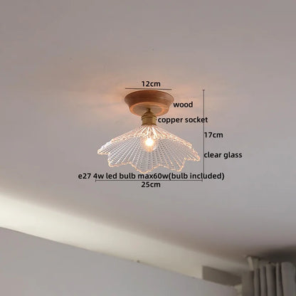 DecorBites™ Glass Wood LED Ceiling Lamp for Home Lighting and Decoration