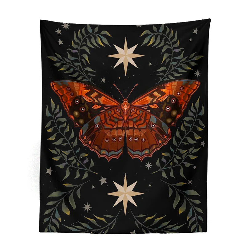 Decobites Moon Phase Butterfly Vintage Aesthetic Tapestry Butterfly Star Room Decor