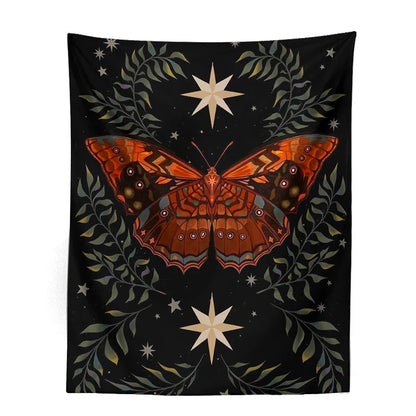 Decobites Moon Phase Butterfly Vintage Aesthetic Tapestry Butterfly Star Room Decor