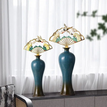 DecorBites™ Chinese Ceramic Vase: Light Luxury Living Room Decor Shelf Accent