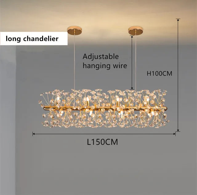 DecorBites™ Gold Crystal Chandelier: Luxury LED Hanging Lamp for Living and Dining Room