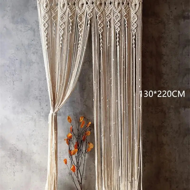 Decobites Macrame Cotton Door Curtain Wall Hanging Tapestry Boho Wedding Backdrop