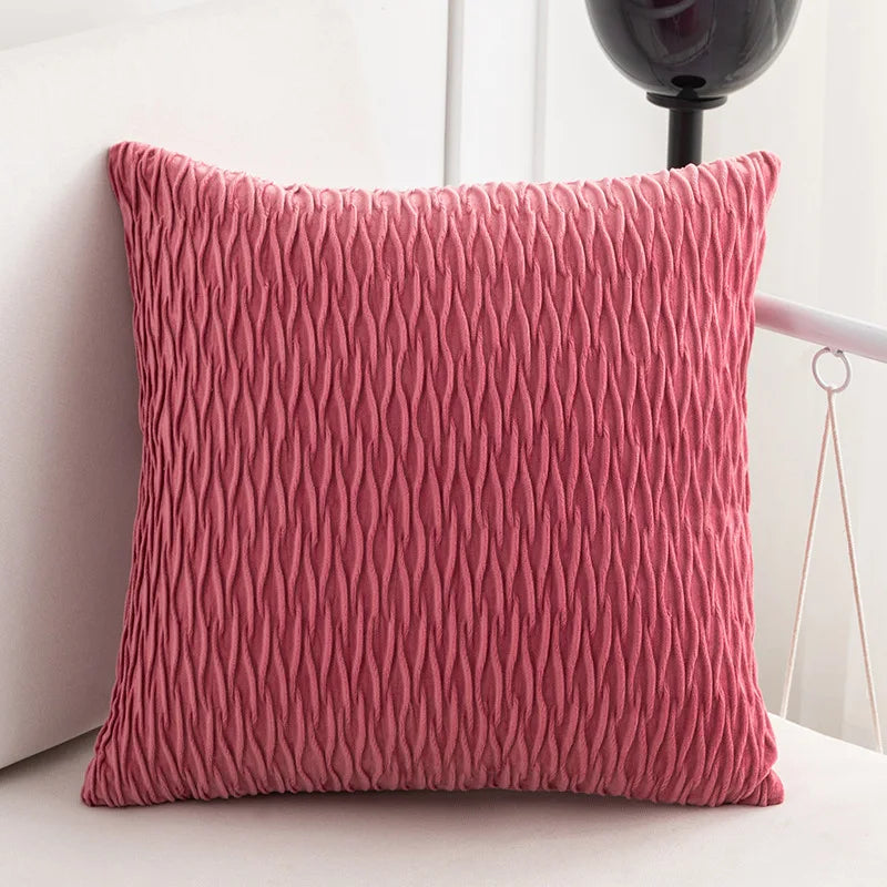 Decobites Velvet Striped Pleated Square Pillowcase