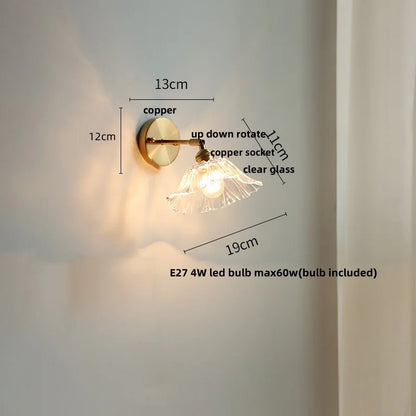DecorBites™ Glass Bedside Sconce: Modern Nordic LED Wall Light with Pull Chain Switch