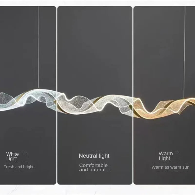 DecorBites™ Acrylic Ribbon LED Ceiling Chandelier for Living Room, Modern Dining Pendant Lamp