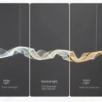 DecorBites™ Acrylic Ribbon LED Ceiling Chandelier for Living Room, Modern Dining Pendant Lamp