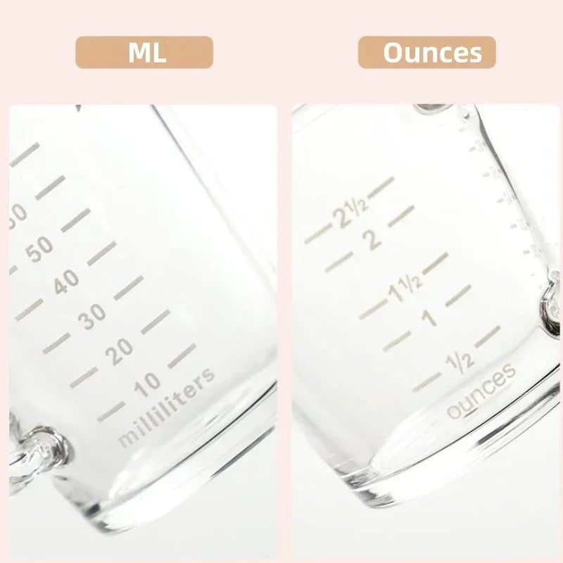 DecorBites™ Glass Espresso Measuring Cup Double Mouth Clear Scale Milk Latte Jug