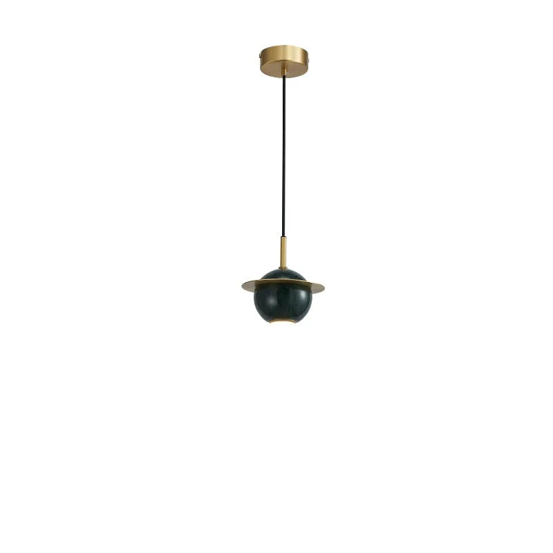 DecorBites™ Emerald-Green Marble LED Pendant Lamp for Modern Spaces