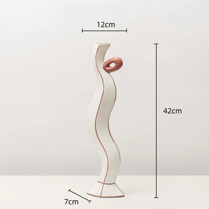 Jarrón de resina DecorBites™ con líneas negras geométricas - Decoración floral artesanal para el hogar