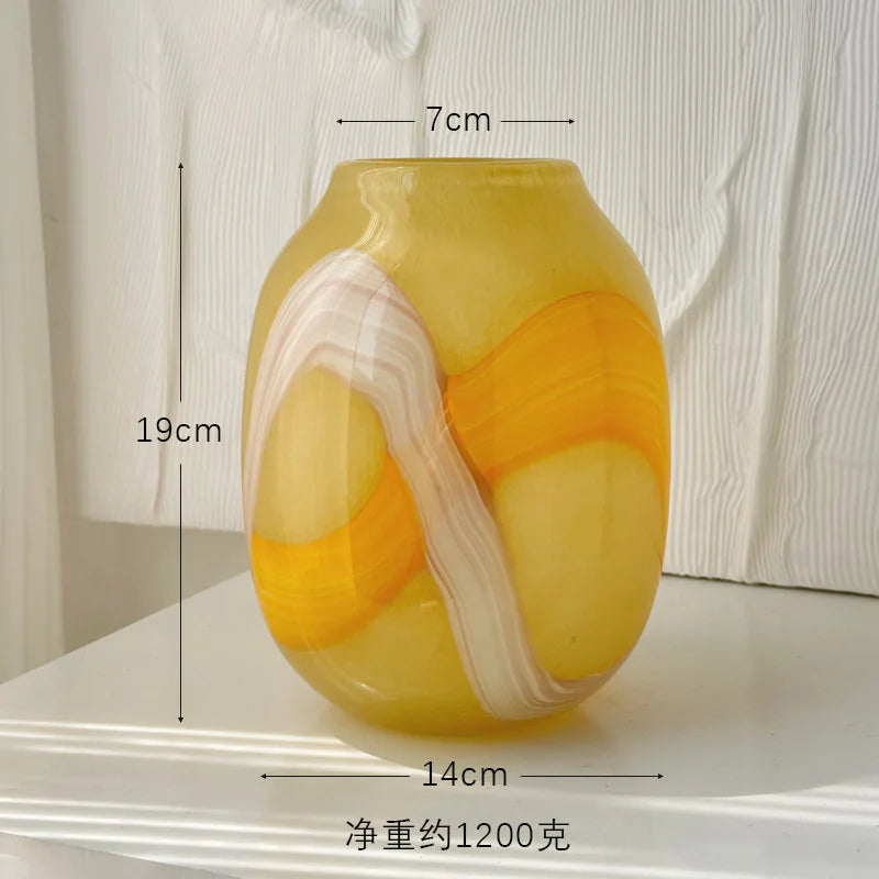 Jarrón de vidrio con diseño geométrico irregular y grafiti DecorBites™ para arreglos florales y decoración del hogar