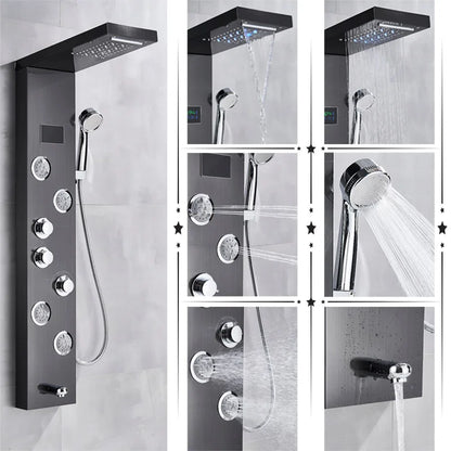 DecorBites™ LED Rainfall Shower Panel System with Temperature Screen & Massage SPA
