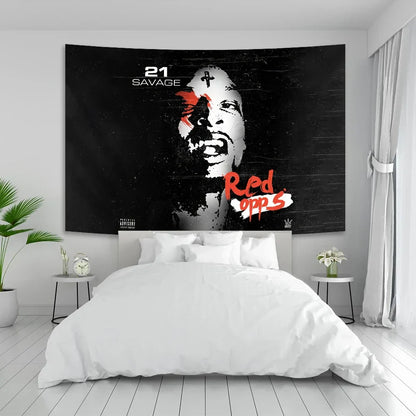 Decobites 21 Savage Tapestry Pop Album Cover Poster for Bedroom Wall Decor