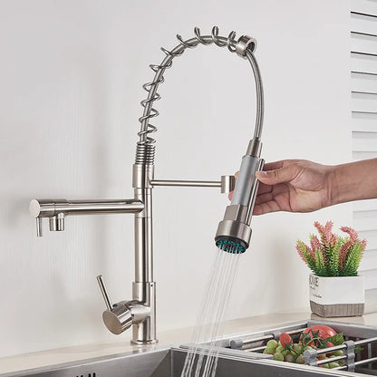 DecorBites™ Kitchen Faucet Pull Out Dual Spout Single Handle Mixer Tap 360 Rotation