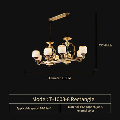 DecorBites™ Jade Zinc Alloy Chandelier for Living Room, Restaurant, Hall - Elegant Chinese Design