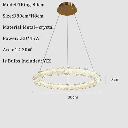 DecorBites™ K9 Crystal Round Chandelier: Modern LED Pendant Lamp for Home, Living Room, Bedroom, Lobby