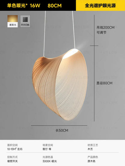 Italian Wabi-Sabi Wood Pendant Light in Yellow Iron